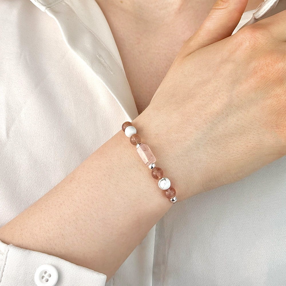 Bransoletka - Howlit Kwarc Różowy Kwarc Truskawkowy.jpg