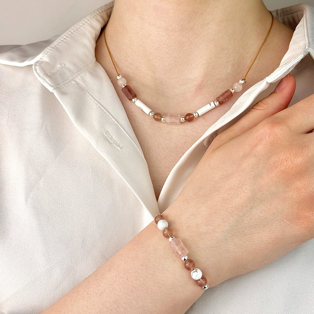 Zestaw - Howlit Kwarc Rozowy Kwarc Truskawkowy.jpg