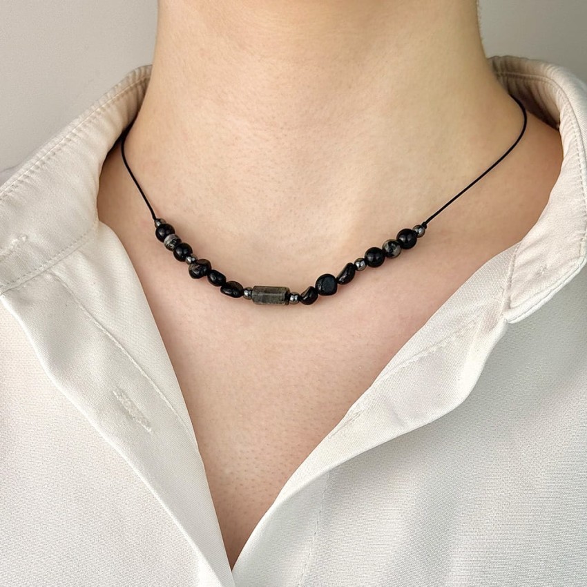 Naszyjnik - Czarny Turmalin Czarny Labradoryt.jpg