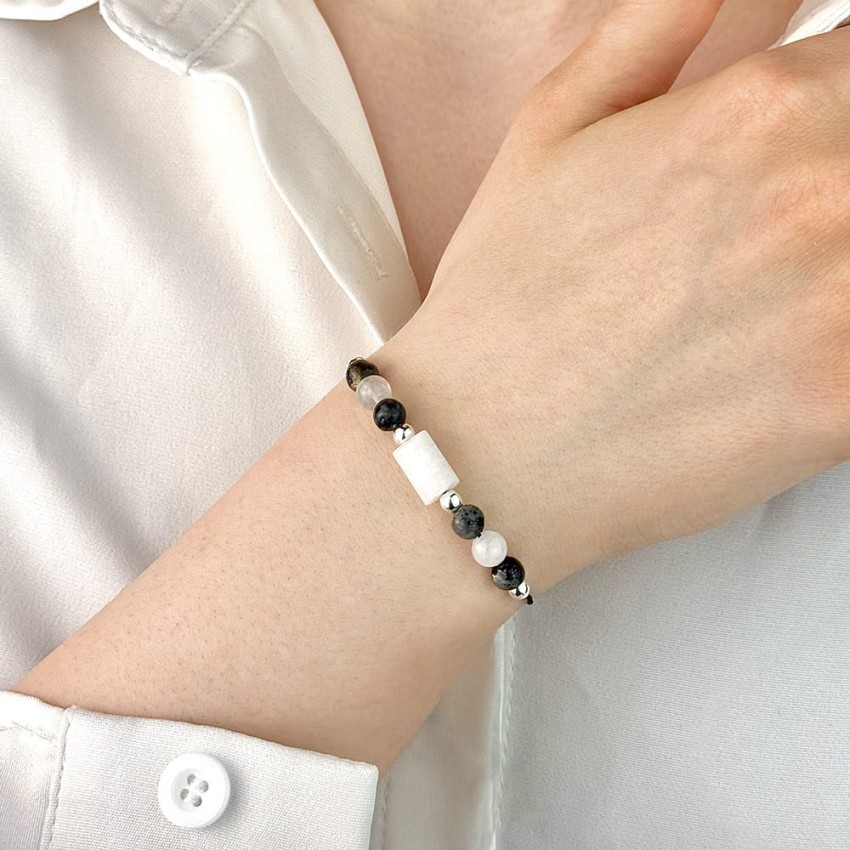 Bransoletka - Czarny Kwarc Jadeit Czarny Labradoryt.jpg