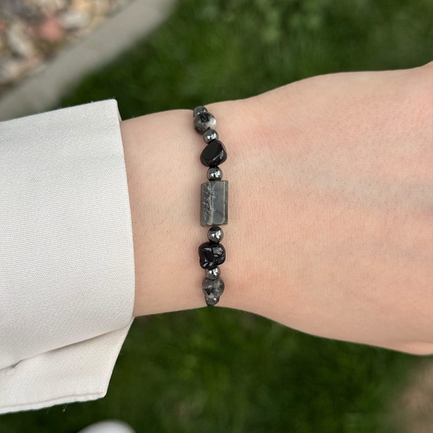 Bransoletka - Czarny Turmalin Czarny Labradoryt__.jpg