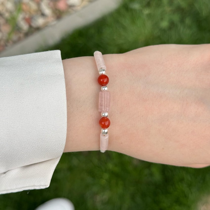 Bransoletka - Kwarc Różowy Karneol__.jpg