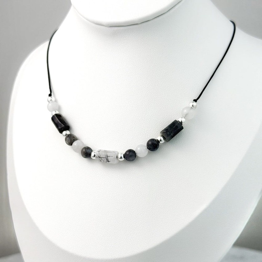 Naszyjnik - Czarny Kwarc Jadeit Czarny Labradoryt.jpg