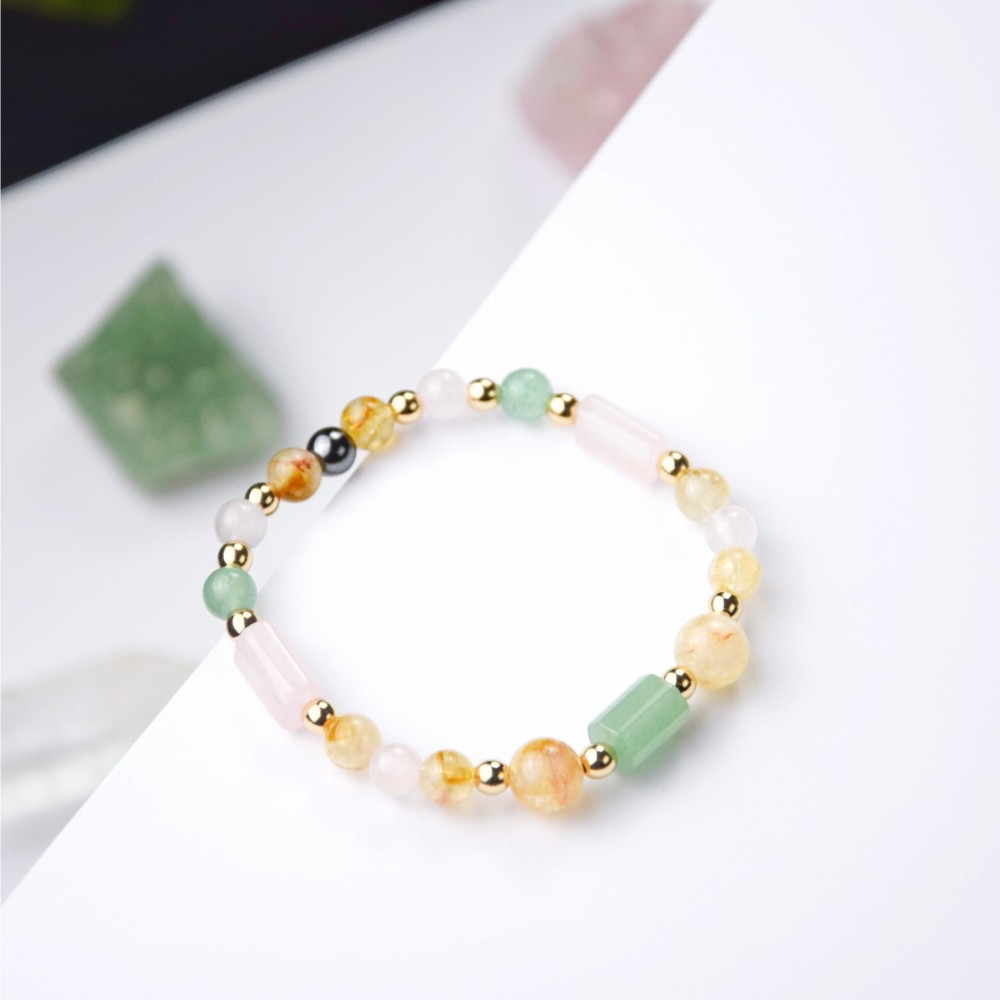 Bransoletka Cytryn Awenturyn Różowy Kwarc