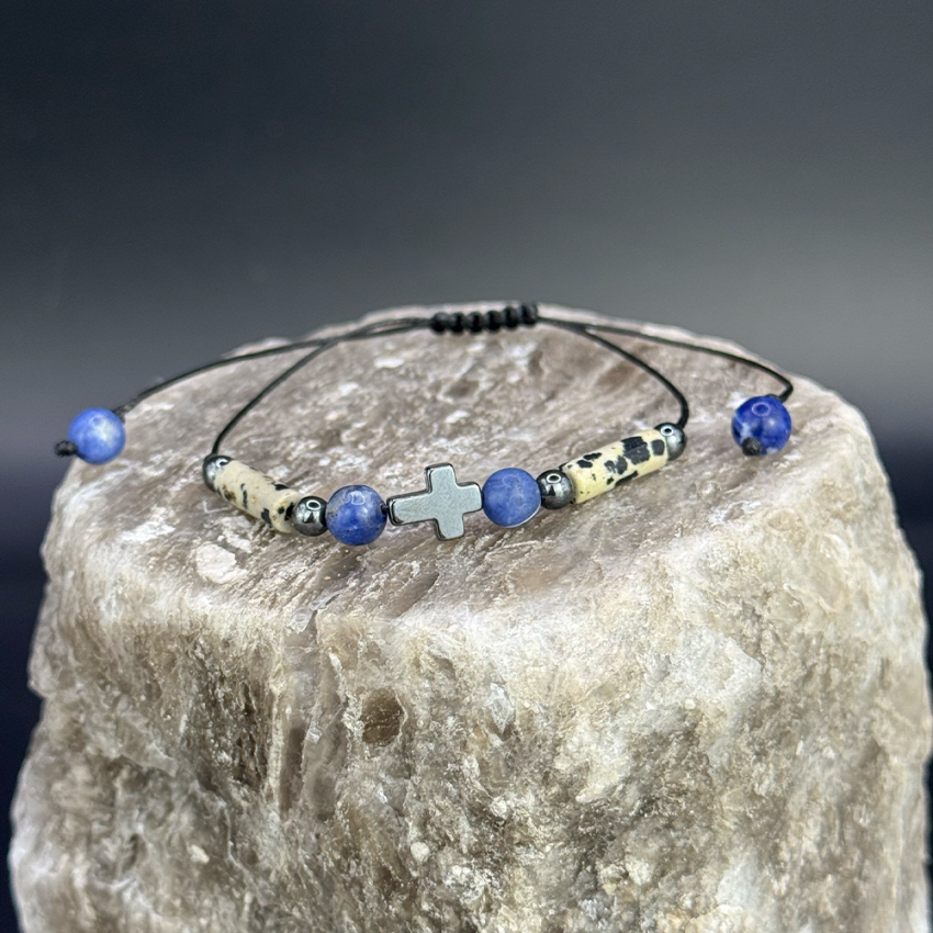 Lapis Lazuli Jaspis Dalmatyński bransoletka męska.png