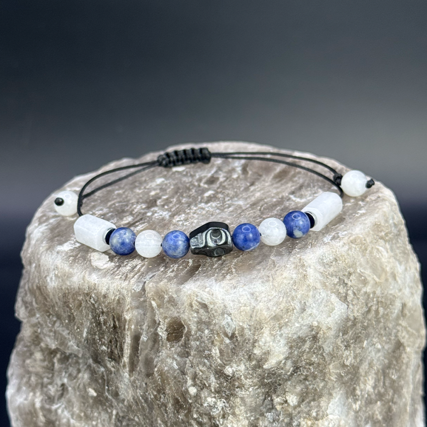 Lapis Lazuli Kamień Księżycowy Czarny Kwarc bransoletka męska.png